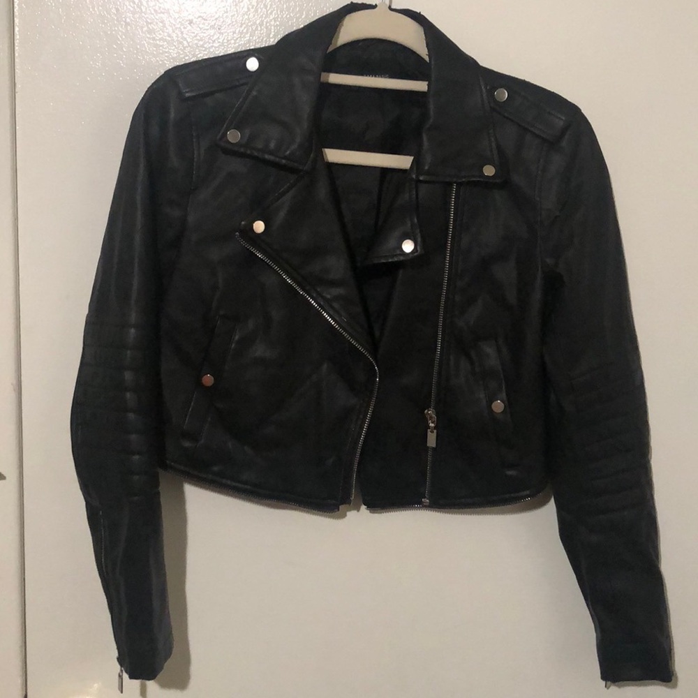 Zara Basic Outerwear black leather jacket